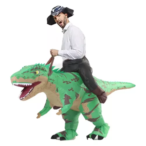 Costume gonflable dinosaure à enfourcher pour adulte – effet cavalier humoristique