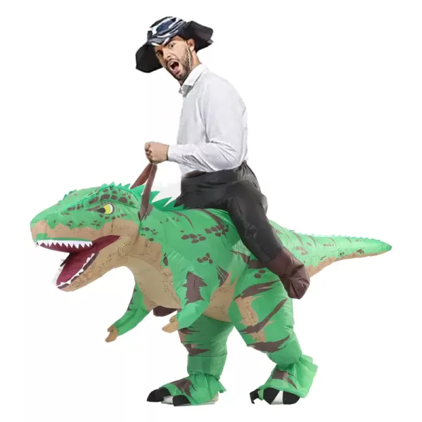 Costume gonflable dinosaure à enfourcher pour adulte – effet cavalier humoristique