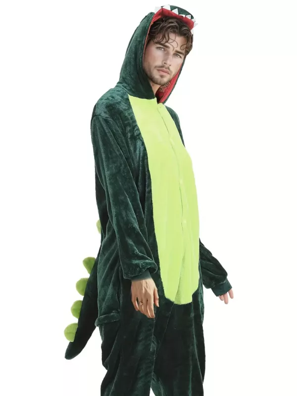 Combinaison dinosaure en peluche unisexe – costume doux pour fêtes et Halloween