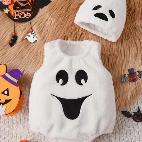 Ensemble bébé sans manches en peluche avec bonnet assorti – look photo adorable