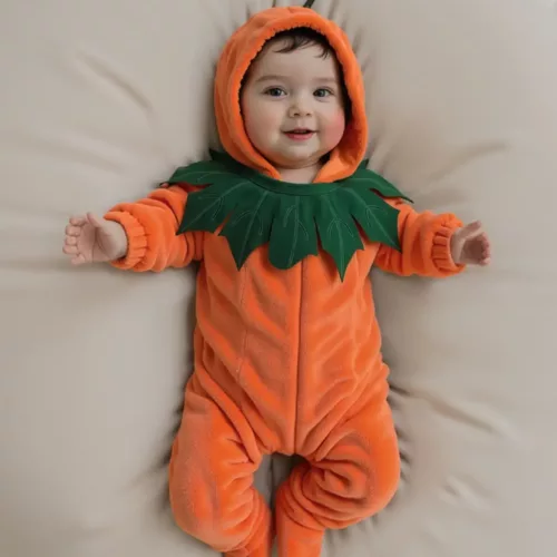 Déguisement bébé citrouille Halloween – combinaison à capuche douce et mignonne