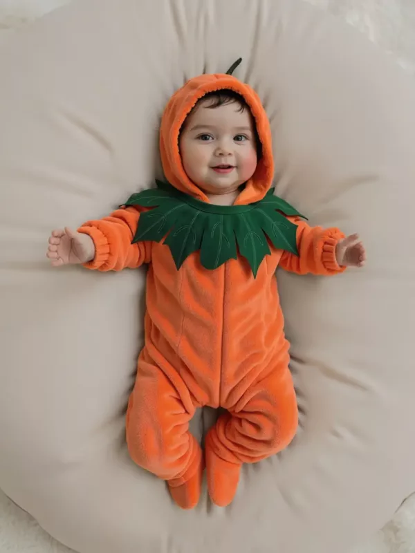 Déguisement bébé citrouille Halloween – combinaison à capuche douce et mignonne
