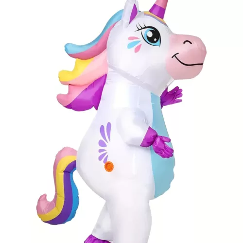 Costume gonflable licorne adulte – design pastel mignon idéal fêtes et Halloween