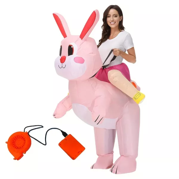 Costume gonflable lapin adulte – déguisement rose original pour Pâques