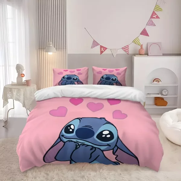 Parure de lit 3 pièces Lilo et Stitch – motif dessin animé doux et ludique