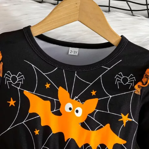 Robe tutu fille Halloween – tulle asymétrique avec motif araignée fantaisie
