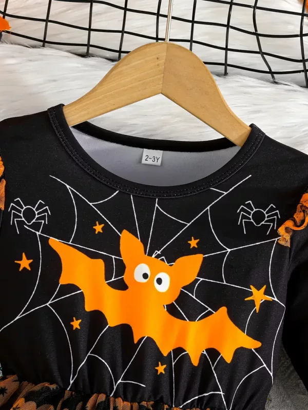 Robe tutu fille Halloween – tulle asymétrique avec motif araignée fantaisie