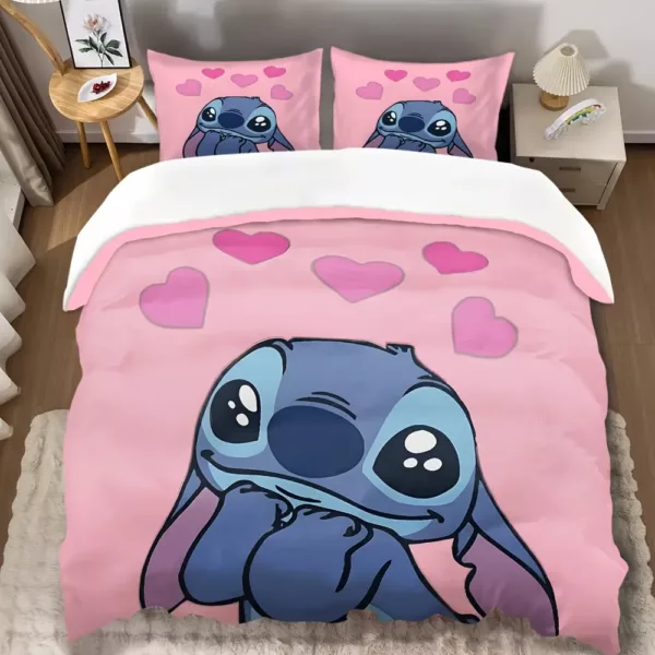 Parure de lit 3 pièces Lilo et Stitch – motif dessin animé doux et ludique