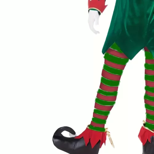 Costume de lutin de Noël en polyester avec ceinture – tenue festive roleplay