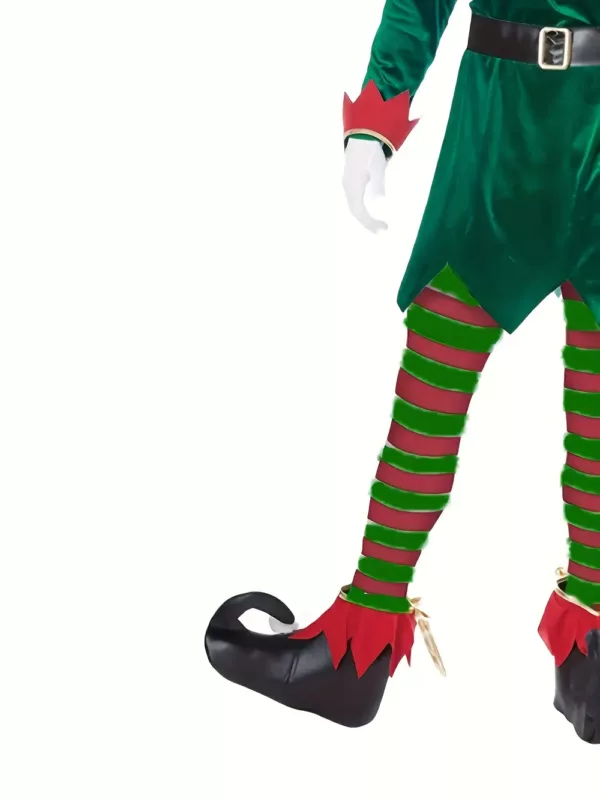 Costume de lutin de Noël en polyester avec ceinture – tenue festive roleplay