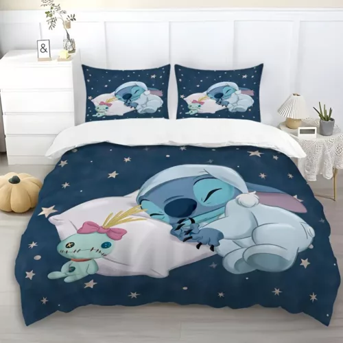 Parure de lit 3 pièces Lilo & Stitch – motif dessin animé doux et amusant