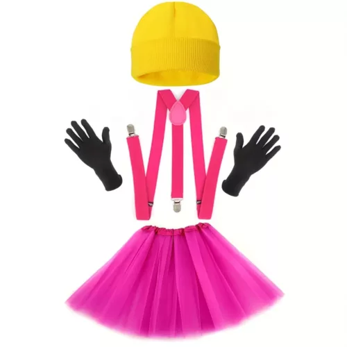 Set accessoires Halloween adulte – jupe tulle, chapeau, gants et bretelles cosplay