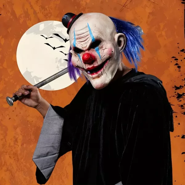Masque de clown effrayant en latex pour Halloween – accessoire de déguisement