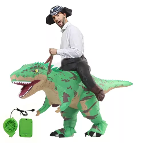 Costume gonflable dinosaure à enfourcher pour adulte – effet cavalier humoristique