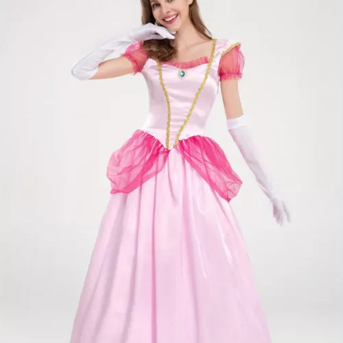 Robe princesse fille satin élégant avec couronne dorée – déguisement féerique