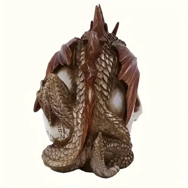 Statue crâne en résine style dragon – décor gothique pour collection ou bureau
