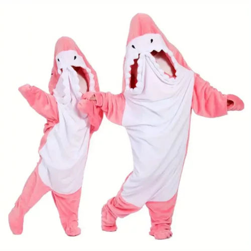 Pyjama combinaison requin en flanelle douce – costume cocooning adulte