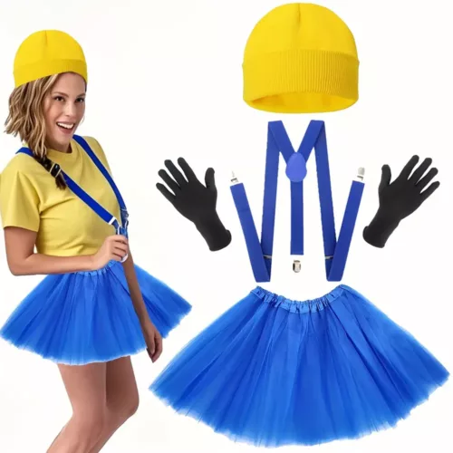 Set accessoires Halloween adulte – jupe tulle, chapeau, gants et bretelles cosplay