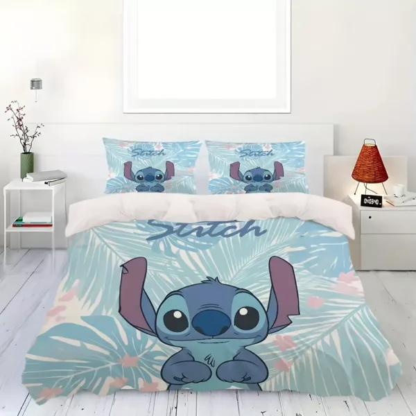 Parure de lit 3 pièces Lilo & Stitch – housse de couette imprimée dessin animé
