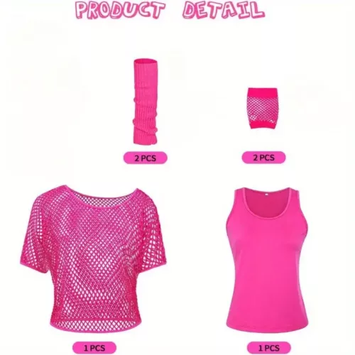Tenue rétro années 80 pour femme – ensemble déguisement fête 12 pièces