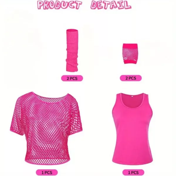 Tenue rétro années 80 pour femme – ensemble déguisement fête 12 pièces