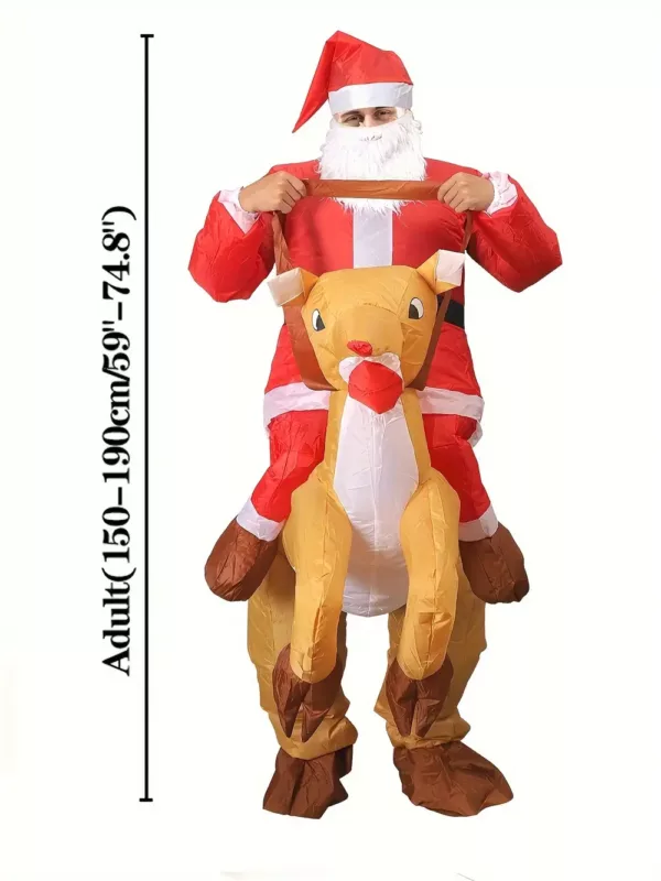 Costume gonflable adulte Père Noël chevauchant un renne – effet réaliste et festif