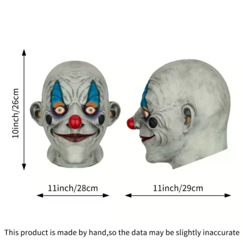 Masque clown effrayant en latex – accessoire réaliste pour Halloween ou cosplay
