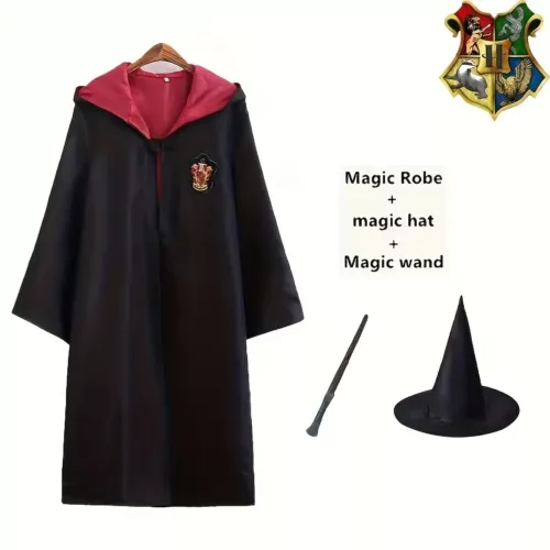 Déguisement sorcier adulte Harry Potter – robe, baguette, chapeau et accessoires