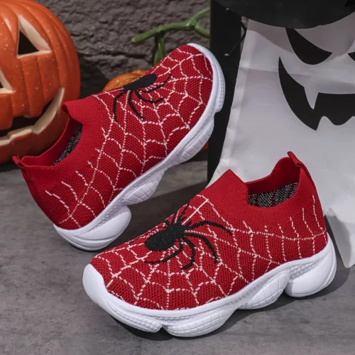 Baskets enfant motif araignée – chaussures à enfiler souples et ludiques