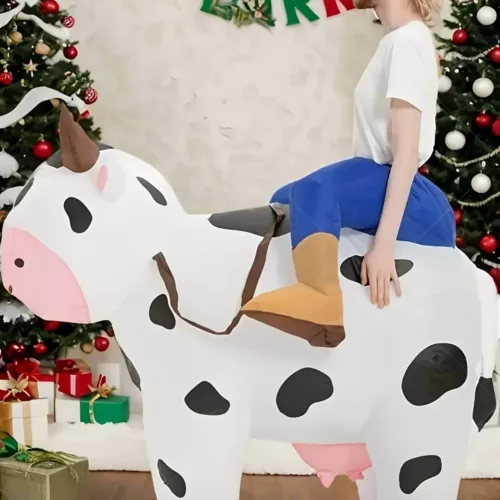 Déguisement vache gonflable adulte avec gonfleur intégré – tenue amusante Halloween
