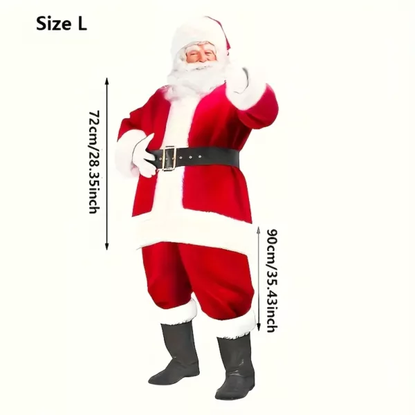 Costume Père Noël 8 pièces pour adulte – tenue traditionnelle luxe pour fête