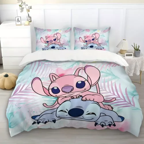 Parure de lit Lilo & Stitch 3 pièces – housse de couette et 2 taies douce
