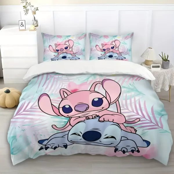 Parure de lit Lilo & Stitch 3 pièces – housse de couette et 2 taies douce