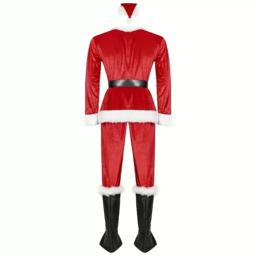 Costume Père Noël 8 pièces pour adulte – tenue traditionnelle luxe pour fête