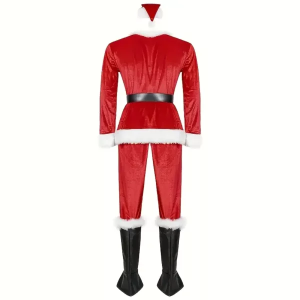 Costume Père Noël 8 pièces pour adulte – tenue traditionnelle luxe pour fête