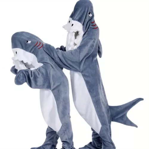 Pyjama combinaison requin en flanelle douce – costume cocooning adulte
