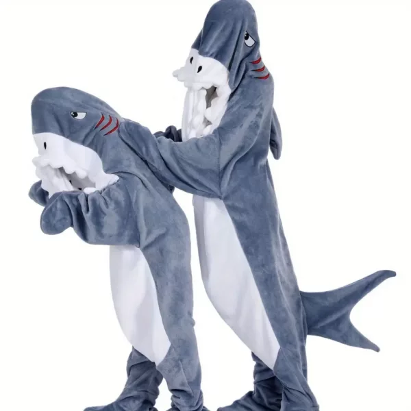 Pyjama combinaison requin en flanelle douce – costume cocooning adulte