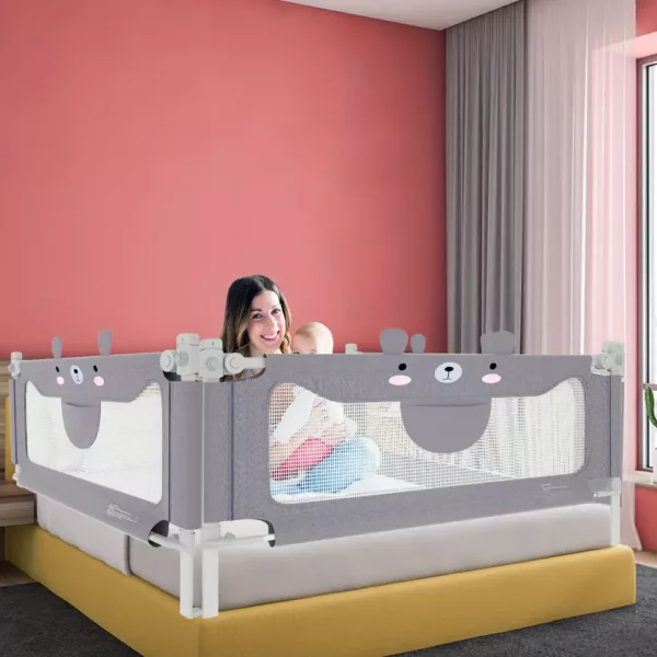 Rallonge de lit enfant motif ours – barrière rembourrée antichoc sécurisée