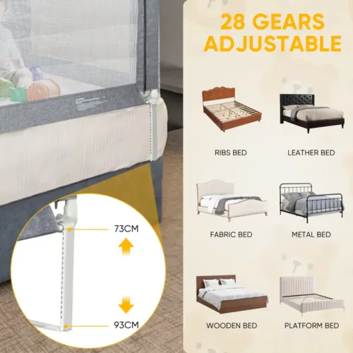 Barrière de lit bébé à levage vertical – sécurité anti-chute portable