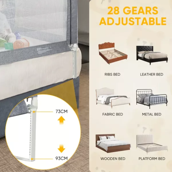 Barrière de lit bébé à levage vertical – sécurité anti-chute portable