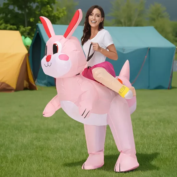 Déguisement lapin de Pâques adulte – combinaison intégrale avec tête peluche
