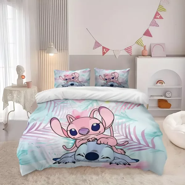 Parure de lit Lilo & Stitch 3 pièces – housse de couette et 2 taies douce