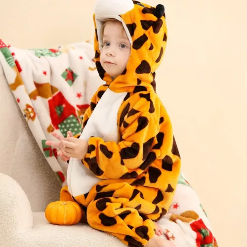 Combinaison bébé garçon motif léopard avec capuche – style tigre mignon