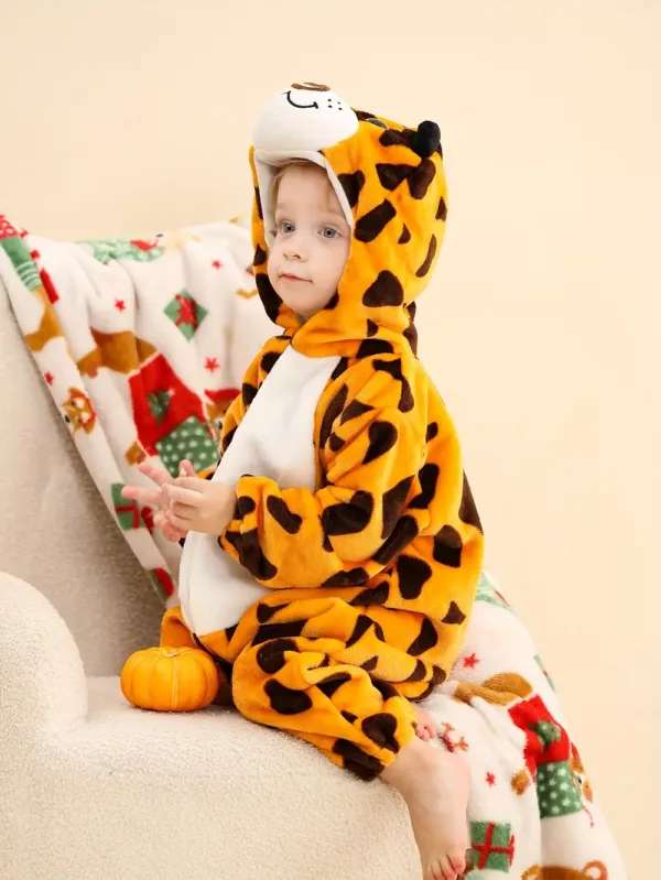 Combinaison bébé garçon motif léopard avec capuche – style tigre mignon