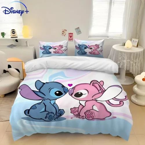 Parure de lit enfant 3 pièces motif Stitch et Angel – style dessin animé doux