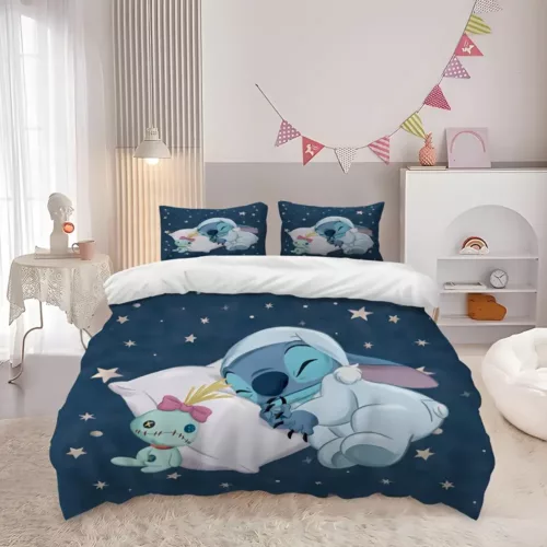 Parure de lit 3 pièces Lilo & Stitch – motif dessin animé doux et amusant