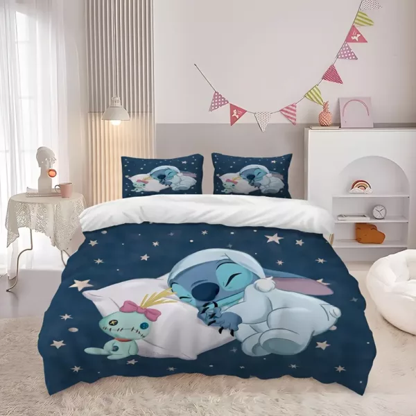 Parure de lit 3 pièces Lilo & Stitch – motif dessin animé doux et amusant