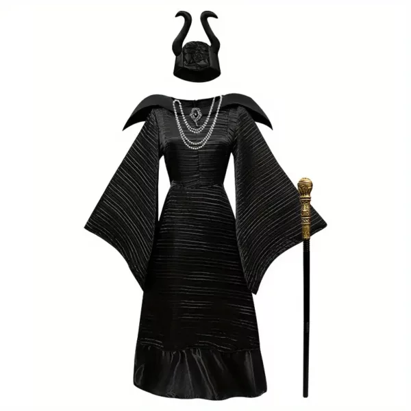 Costume sorcière femme avec cape et chapeau – Déguisement gothique Maléfique
