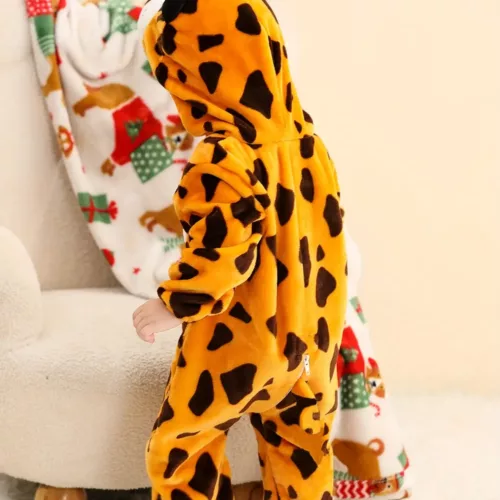 Combinaison bébé garçon motif léopard avec capuche – style tigre mignon