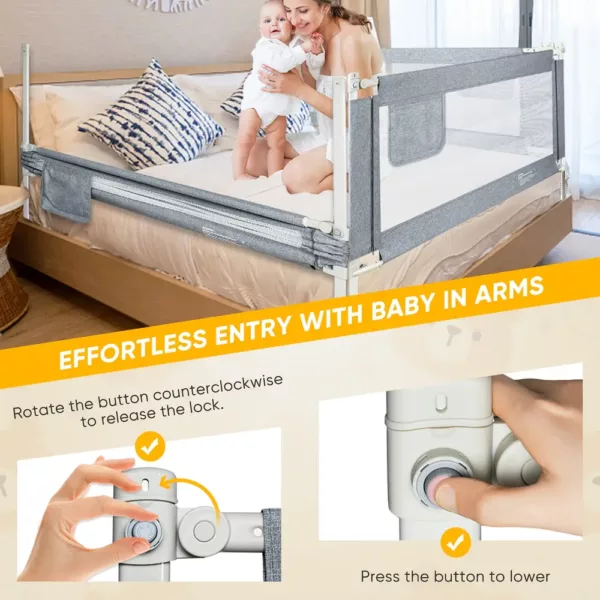 Barrière de lit bébé à levage vertical – sécurité anti-chute portable